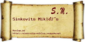 Sinkovits Miklós névjegykártya