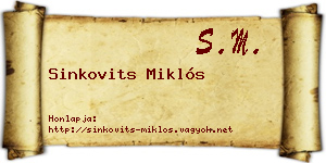 Sinkovits Miklós névjegykártya