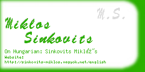 miklos sinkovits business card